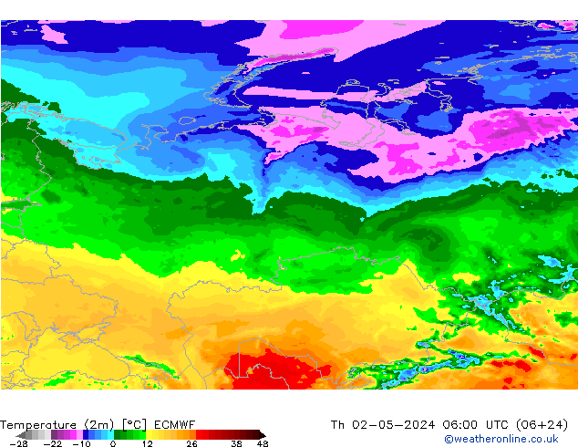 Temperature (2m) ECMWF Th 02.05.2024 06 UTC