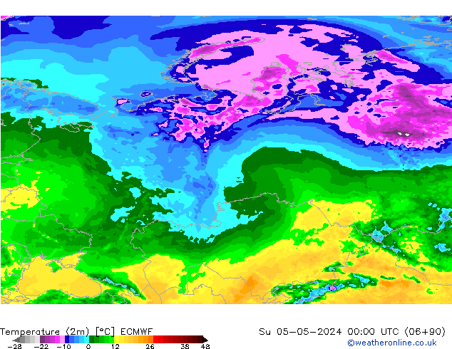 Temperaturkarte (2m) ECMWF So 05.05.2024 00 UTC