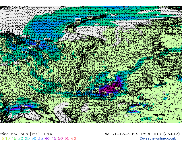 Wind 850 hPa ECMWF We 01.05.2024 18 UTC