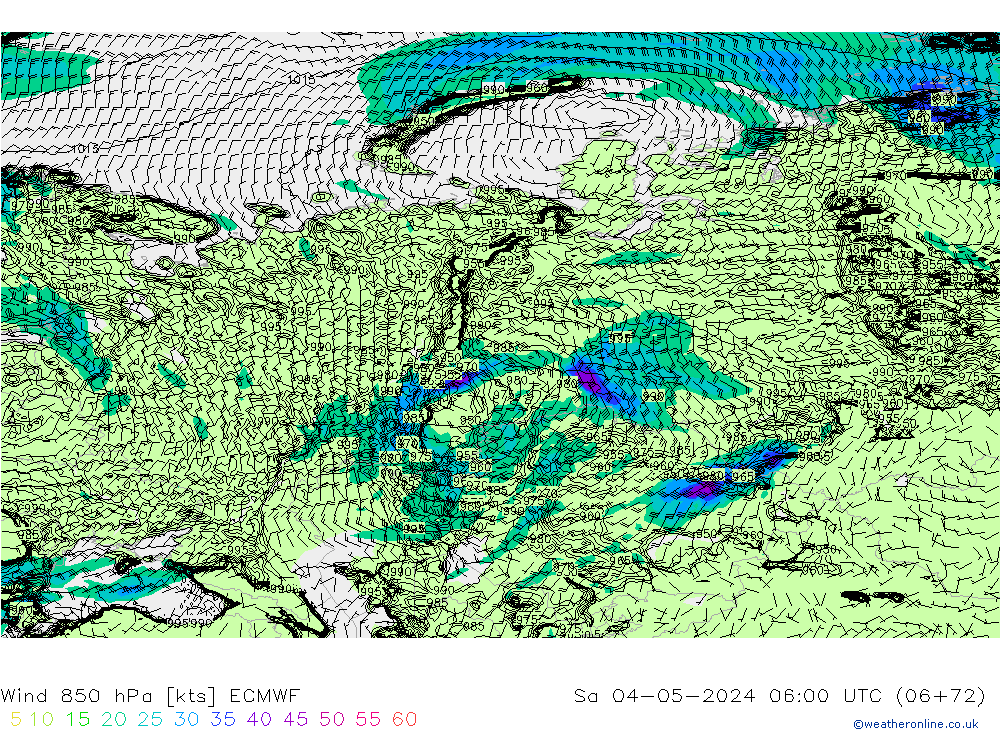 Wind 850 hPa ECMWF za 04.05.2024 06 UTC