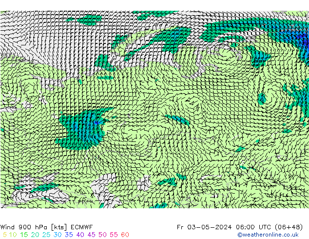 Wind 900 hPa ECMWF Fr 03.05.2024 06 UTC