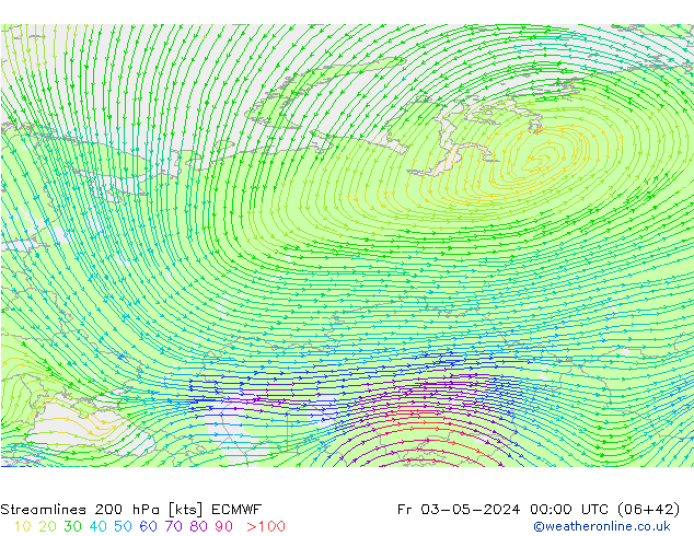 Streamlines 200 hPa ECMWF Fr 03.05.2024 00 UTC