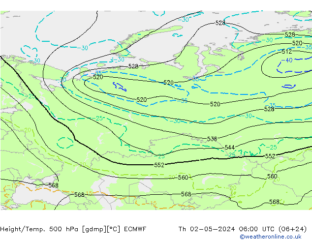 Z500/Rain (+SLP)/Z850 ECMWF Th 02.05.2024 06 UTC