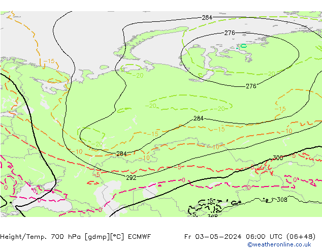 Height/Temp. 700 hPa ECMWF Fr 03.05.2024 06 UTC