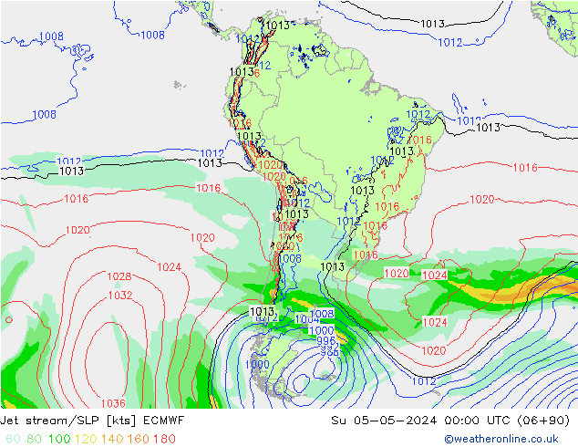 Jet stream/SLP ECMWF Su 05.05.2024 00 UTC