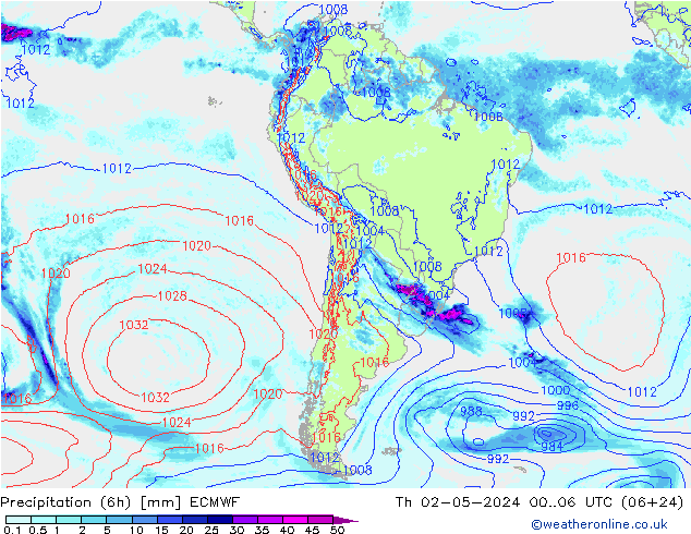 Z500/Rain (+SLP)/Z850 ECMWF Do 02.05.2024 06 UTC