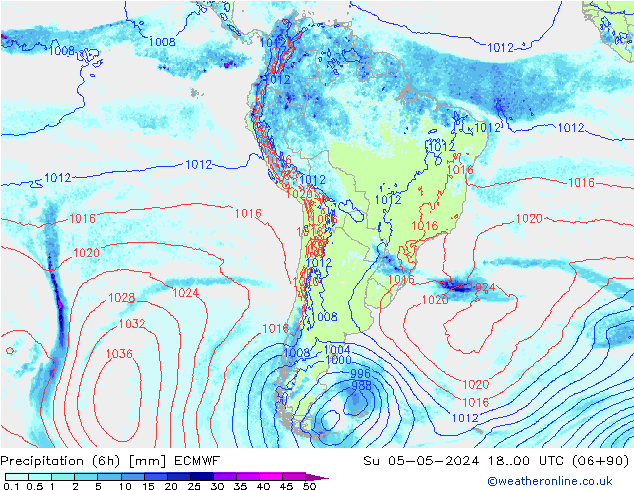 Z500/Rain (+SLP)/Z850 ECMWF nie. 05.05.2024 00 UTC