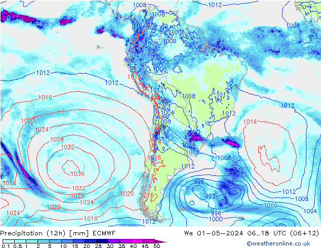 Precipitazione (12h) ECMWF mer 01.05.2024 18 UTC