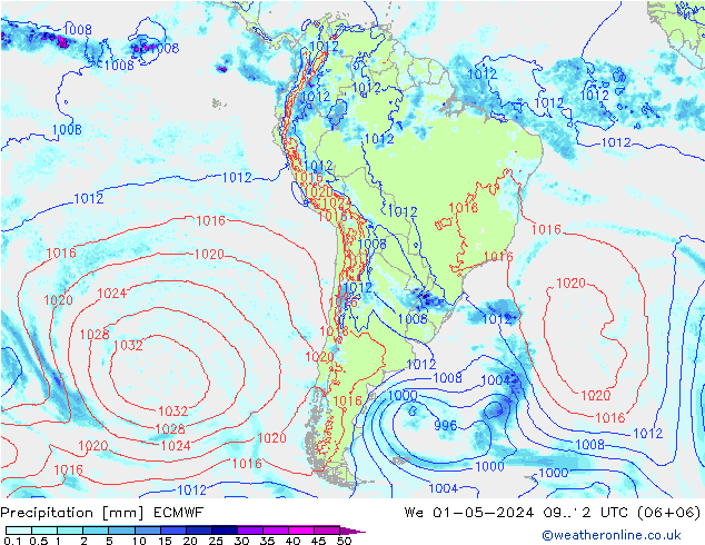 precipitação ECMWF Qua 01.05.2024 12 UTC