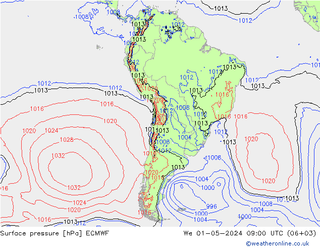 приземное давление ECMWF ср 01.05.2024 09 UTC