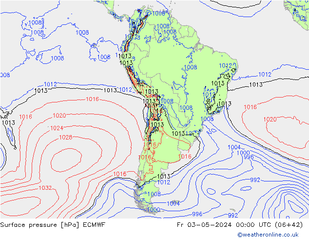 pressão do solo ECMWF Sex 03.05.2024 00 UTC