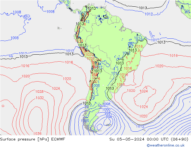 Surface pressure ECMWF Su 05.05.2024 00 UTC