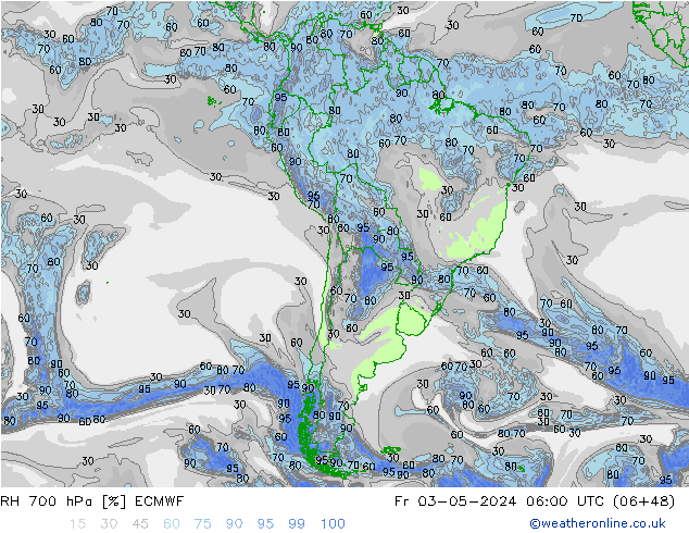 RH 700 hPa ECMWF Pá 03.05.2024 06 UTC