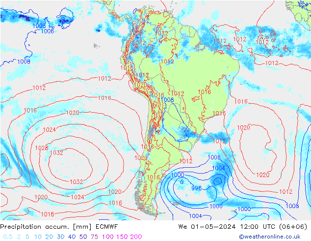 Toplam Yağış ECMWF Çar 01.05.2024 12 UTC