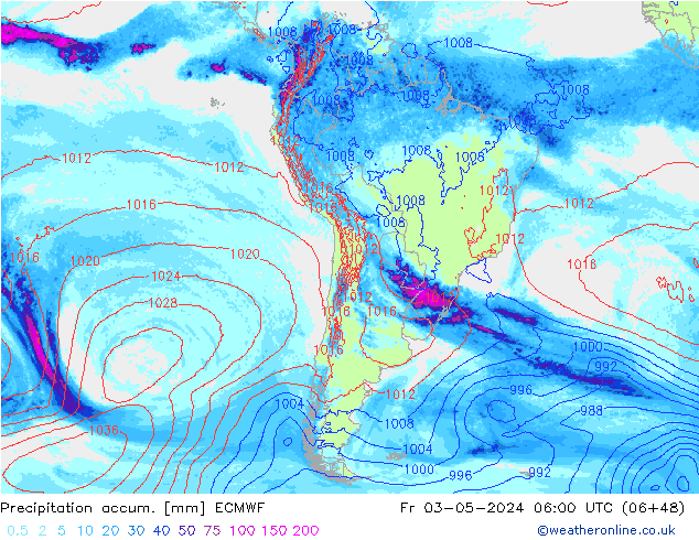 Precipitación acum. ECMWF vie 03.05.2024 06 UTC