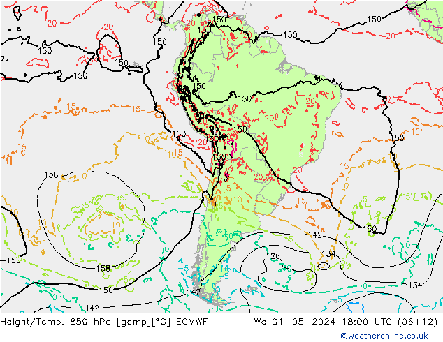 Z500/Rain (+SLP)/Z850 ECMWF Mi 01.05.2024 18 UTC