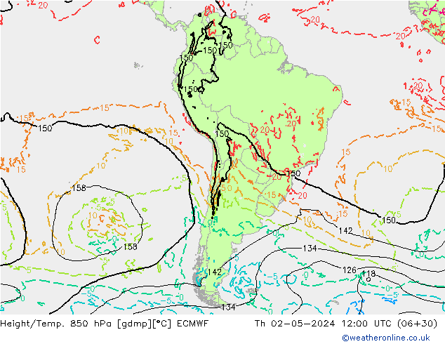 Z500/Rain (+SLP)/Z850 ECMWF Th 02.05.2024 12 UTC