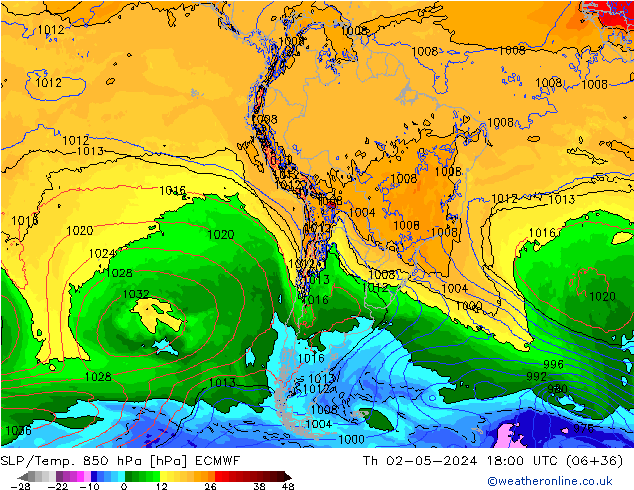 850 hPa Yer Bas./Sıc ECMWF Per 02.05.2024 18 UTC