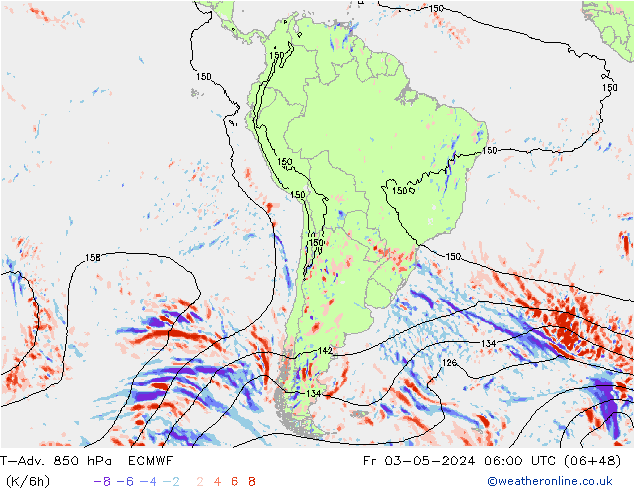 T-Adv. 850 hPa ECMWF  03.05.2024 06 UTC