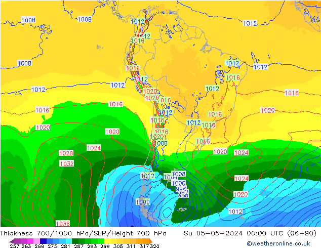 Thck 700-1000 hPa ECMWF  05.05.2024 00 UTC