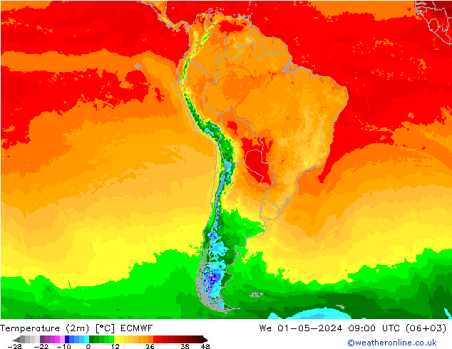 карта температуры ECMWF ср 01.05.2024 09 UTC