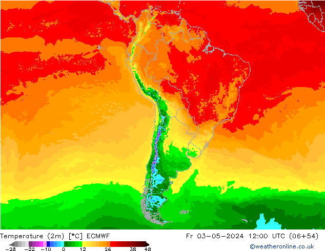 Temperature (2m) ECMWF Fr 03.05.2024 12 UTC