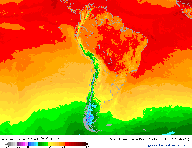 Temperature (2m) ECMWF Su 05.05.2024 00 UTC