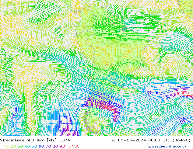 Streamlines 500 hPa ECMWF Su 05.05.2024 00 UTC