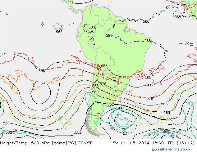 Z500/Rain (+SLP)/Z850 ECMWF Mi 01.05.2024 18 UTC