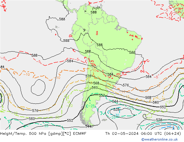 Z500/Rain (+SLP)/Z850 ECMWF Do 02.05.2024 06 UTC