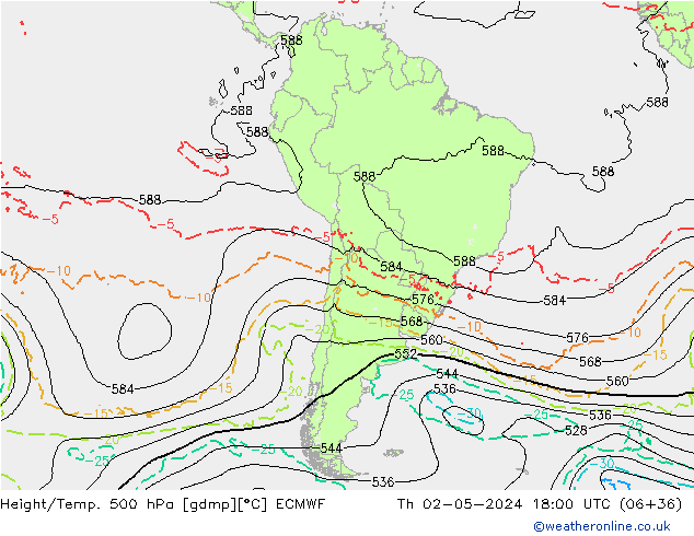 Z500/Rain (+SLP)/Z850 ECMWF gio 02.05.2024 18 UTC