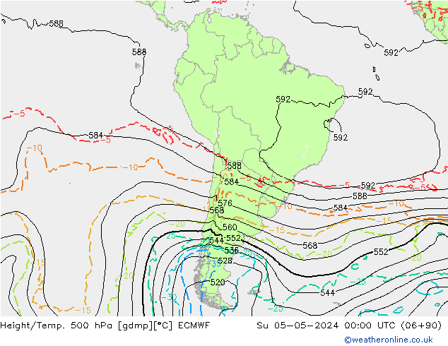 Height/Temp. 500 hPa ECMWF  05.05.2024 00 UTC