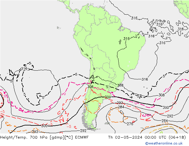 Height/Temp. 700 hPa ECMWF  02.05.2024 00 UTC