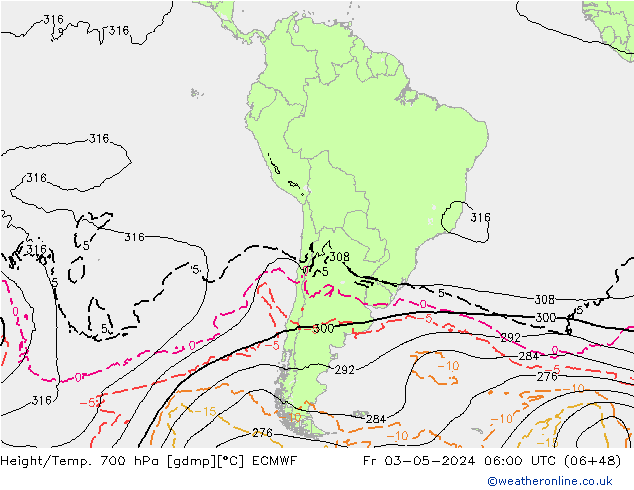 Height/Temp. 700 hPa ECMWF Fr 03.05.2024 06 UTC