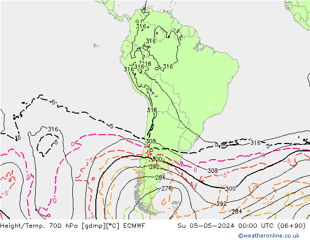 Hoogte/Temp. 700 hPa ECMWF zo 05.05.2024 00 UTC