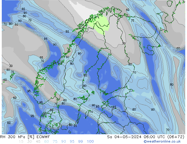 RH 300 hPa ECMWF Sa 04.05.2024 06 UTC