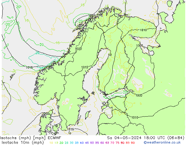 Isotachs (mph) ECMWF Sa 04.05.2024 18 UTC