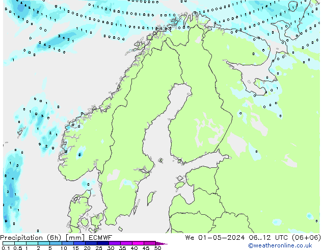 Z500/Rain (+SLP)/Z850 ECMWF mer 01.05.2024 12 UTC