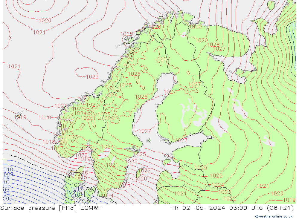 Bodendruck ECMWF Do 02.05.2024 03 UTC