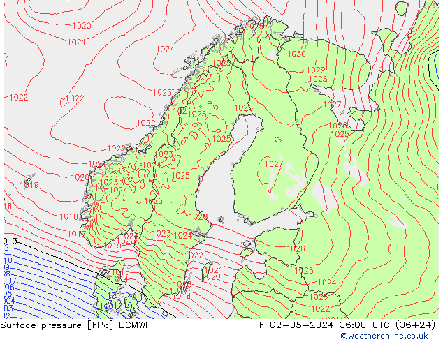 Bodendruck ECMWF Do 02.05.2024 06 UTC