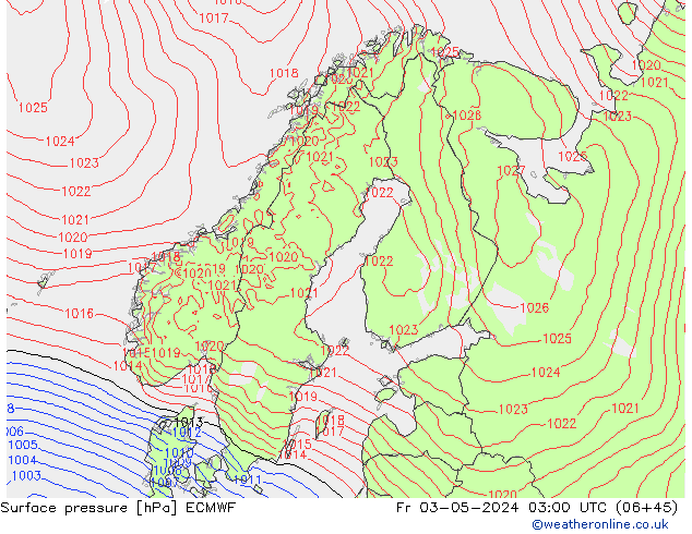 Bodendruck ECMWF Fr 03.05.2024 03 UTC