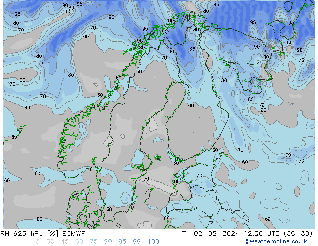 RH 925 hPa ECMWF Th 02.05.2024 12 UTC