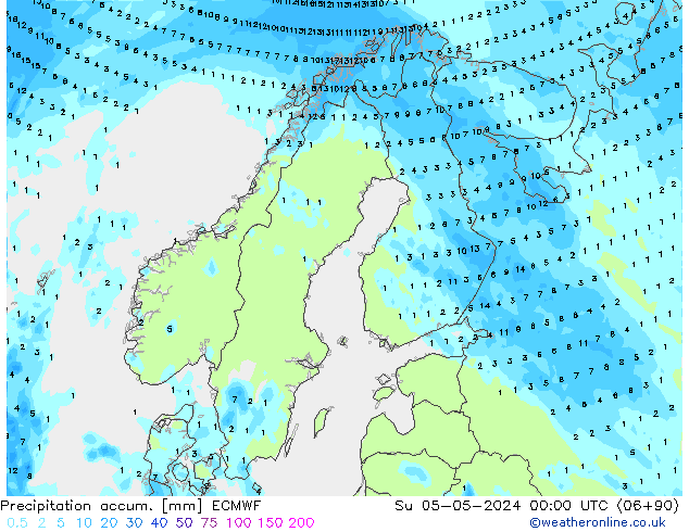 Nied. akkumuliert ECMWF So 05.05.2024 00 UTC