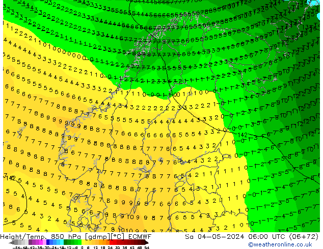 Z500/Rain (+SLP)/Z850 ECMWF sam 04.05.2024 06 UTC