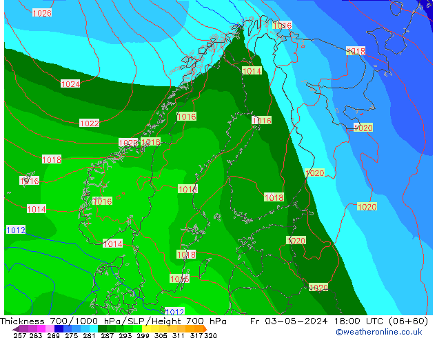 Dikte700-1000 hPa ECMWF vr 03.05.2024 18 UTC