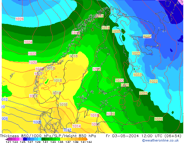 Thck 850-1000 hPa ECMWF pt. 03.05.2024 12 UTC