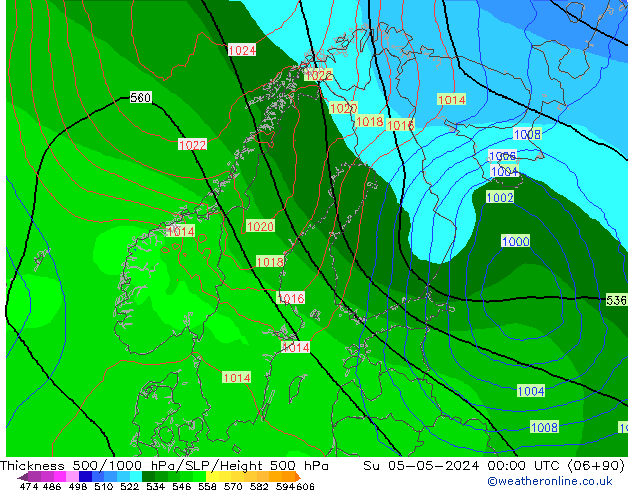 Thck 500-1000hPa ECMWF  05.05.2024 00 UTC