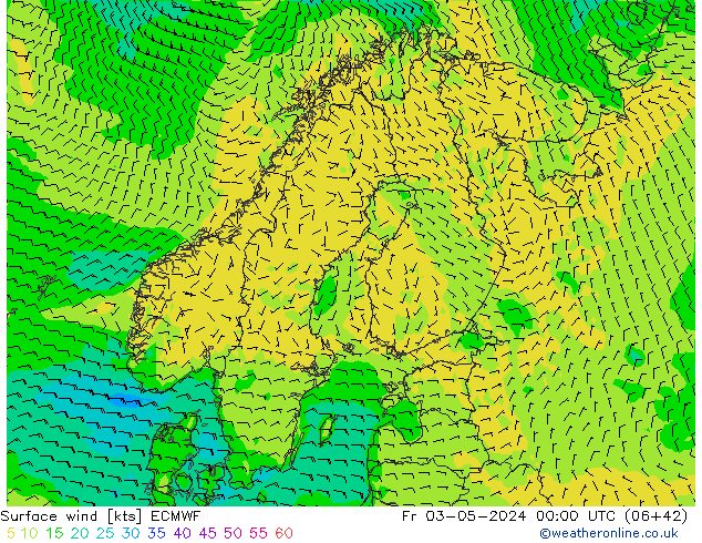 Vento 10 m ECMWF Sex 03.05.2024 00 UTC