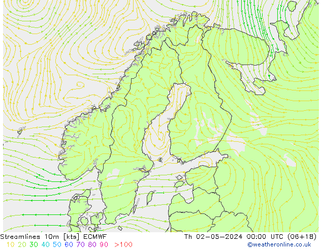 Streamlines 10m ECMWF Th 02.05.2024 00 UTC