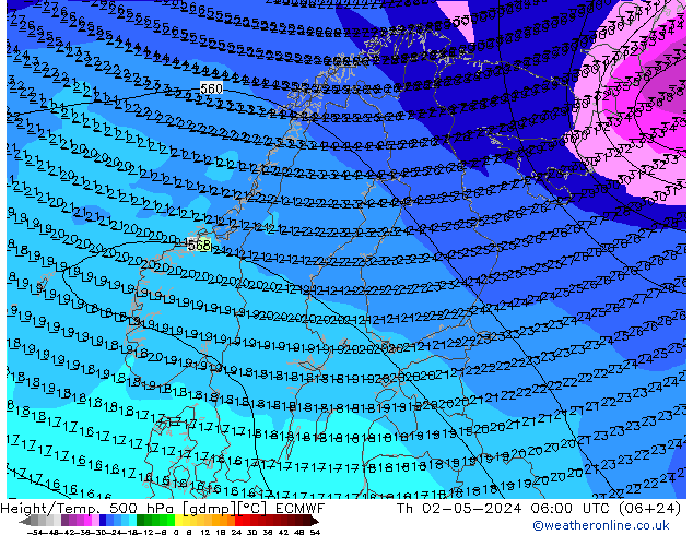 Z500/Regen(+SLP)/Z850 ECMWF do 02.05.2024 06 UTC